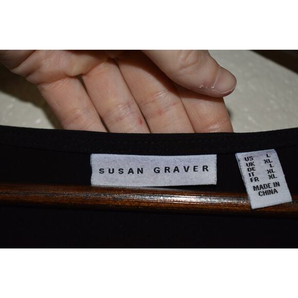 Susan Graver Black Liquid Knit Tunic w/ Printed Back Size L - Picture 3 of 3